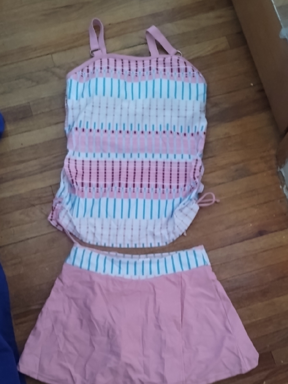 Pink Striped Two-Piece Tankini Swim Set